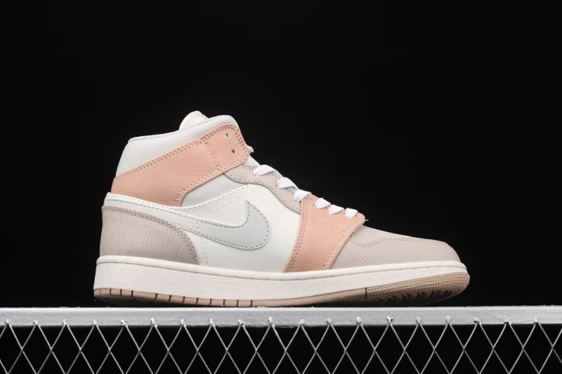 All categories Air Jordan Jordan series basketball shoes Air Jordan 1 Mid Air Jordan 1 Mid AJ1 Joe 1 Khaki Milan light gray beige stitching milky white mid-top CV3044-100